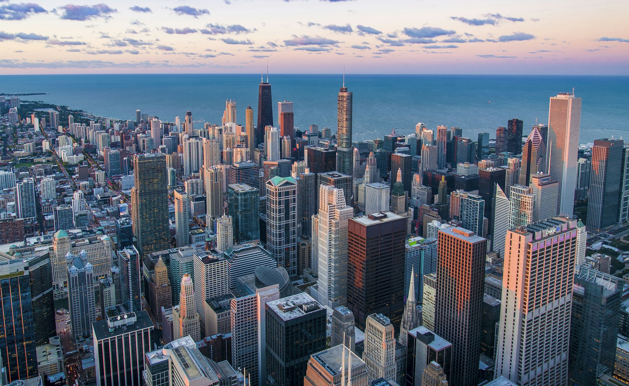 Wide view of a modern city skyline
